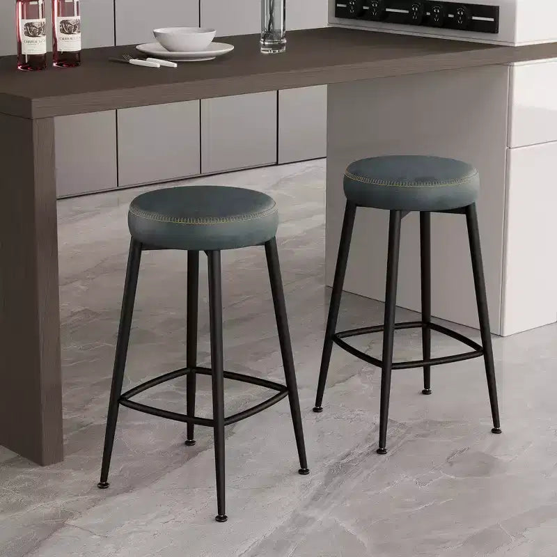 Dyonery Bar Stools Set of 2, 26.3 Height Mid Century Modern Swivel Counter Height Barstools with Back, Metal Base,Faux Leather - Green