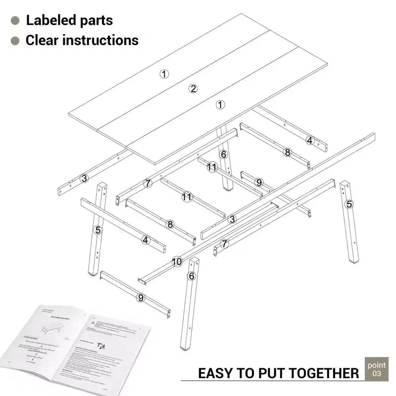 71 In Dining Table for 6-10,Modern Farmhouse Rectangular Kitchen Table,with Adjustable Feet & Sturdy Metal Framefor,Dining Room,Living Room,No Chair