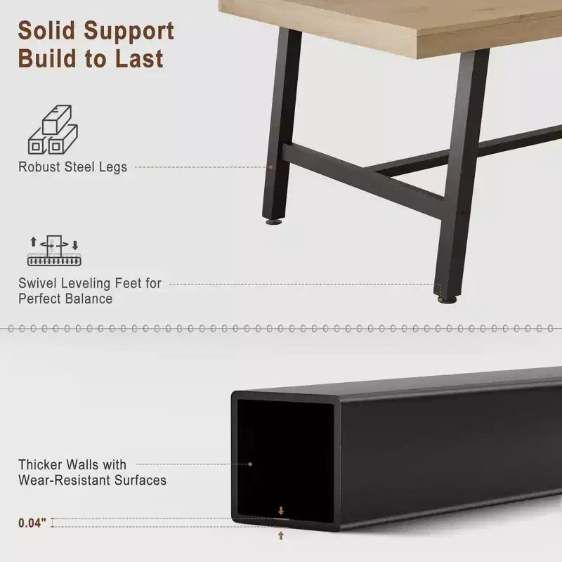 71 In Dining Table for 6-10,Modern Farmhouse Rectangular Kitchen Table,with Adjustable Feet & Sturdy Metal Framefor,Dining Room,Living Room,No Chair