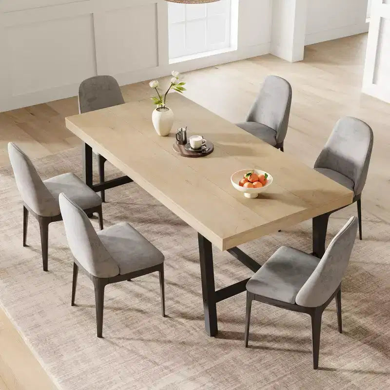 71 In Dining Table for 6-10,Modern Farmhouse Rectangular Kitchen Table,with Adjustable Feet & Sturdy Metal Framefor,Dining Room,Living Room,No Chair