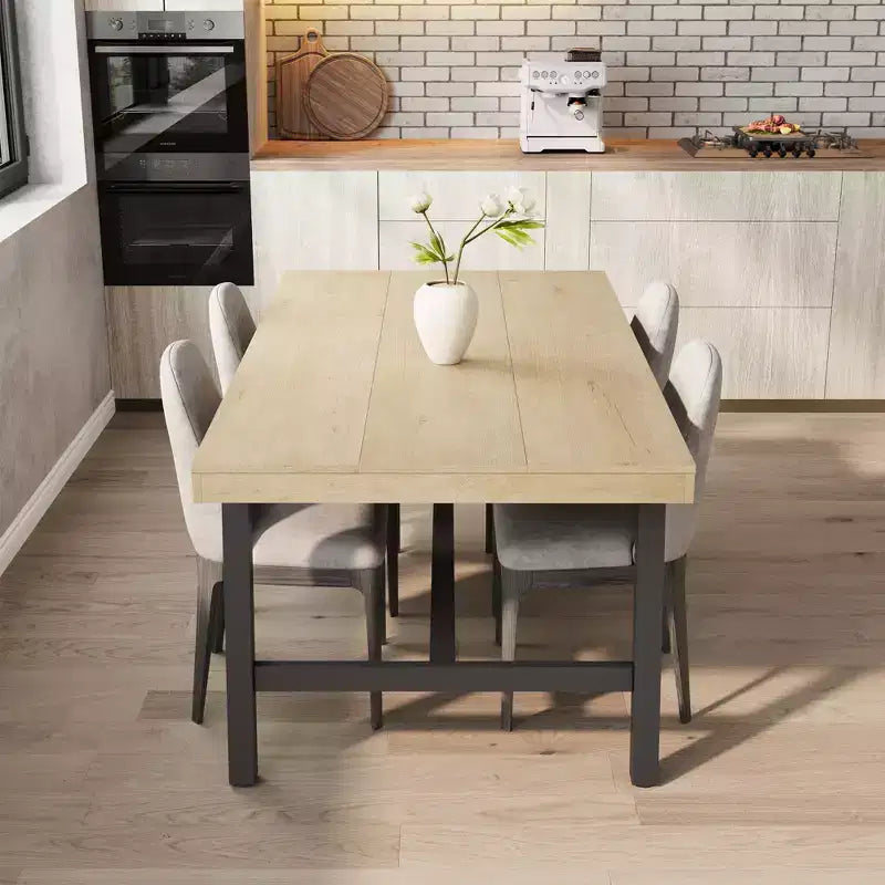71 In Dining Table for 6-10,Modern Farmhouse Rectangular Kitchen Table,with Adjustable Feet & Sturdy Metal Framefor,Dining Room,Living Room,No Chair