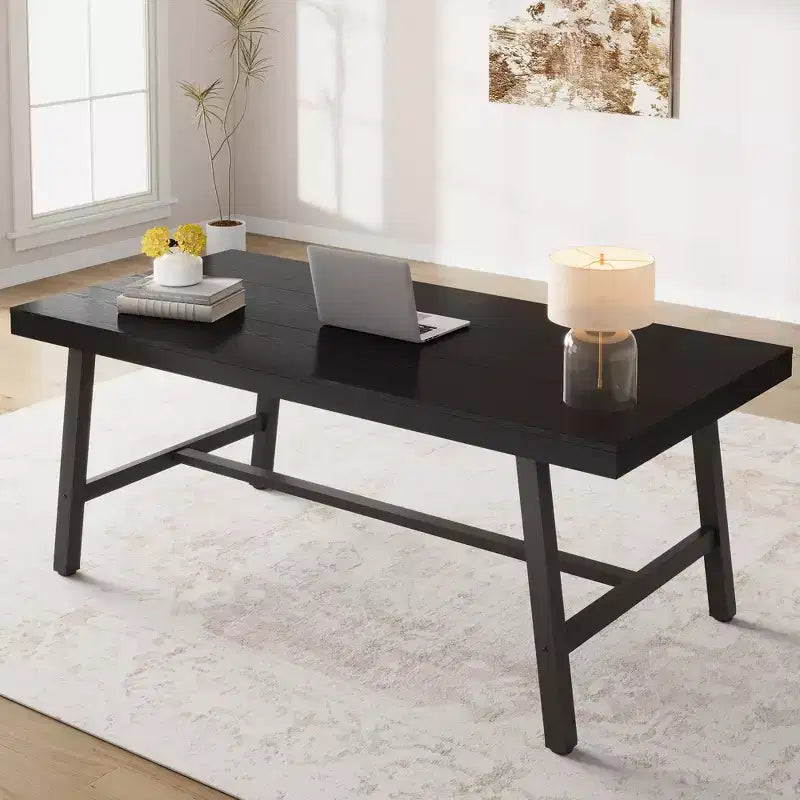 71 In Dining Table for 6-10,Modern Farmhouse Rectangular Kitchen Table,with Adjustable Feet & Sturdy Metal Framefor,Dining Room,Living Room,No Chair