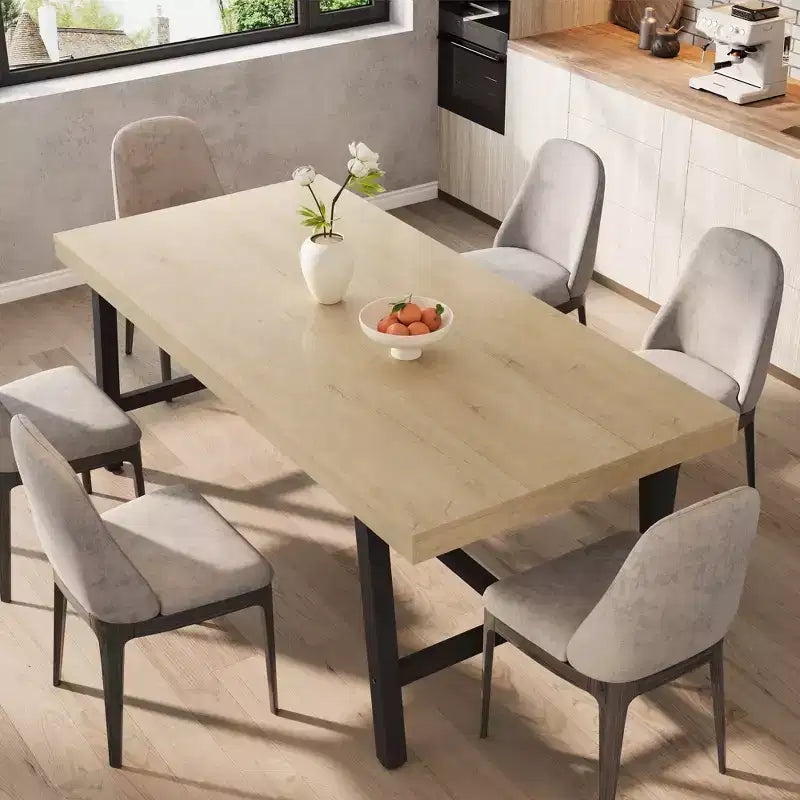 71 In Dining Table for 6-10,Modern Farmhouse Rectangular Kitchen Table,with Adjustable Feet & Sturdy Metal Framefor,Dining Room,Living Room,No Chair