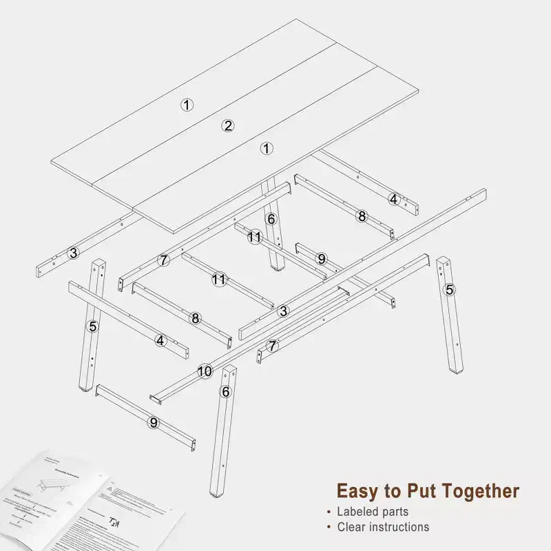 71 In Dining Table for 6-10,Modern Farmhouse Rectangular Kitchen Table,with Adjustable Feet & Sturdy Metal Framefor,Dining Room,Living Room,No Chair