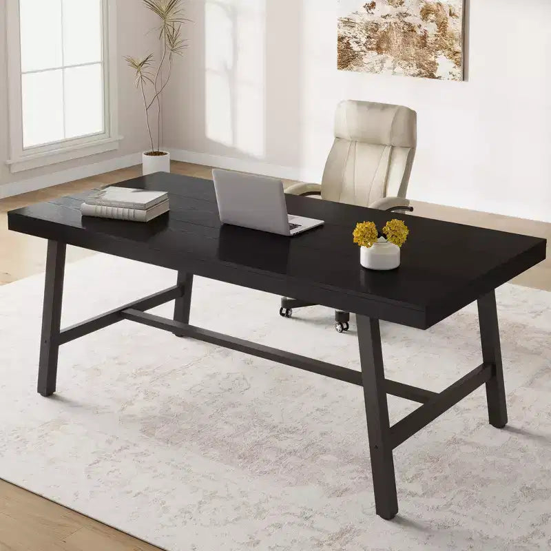 71 In Dining Table for 6-10,Modern Farmhouse Rectangular Kitchen Table,with Adjustable Feet & Sturdy Metal Framefor,Dining Room,Living Room,No Chair