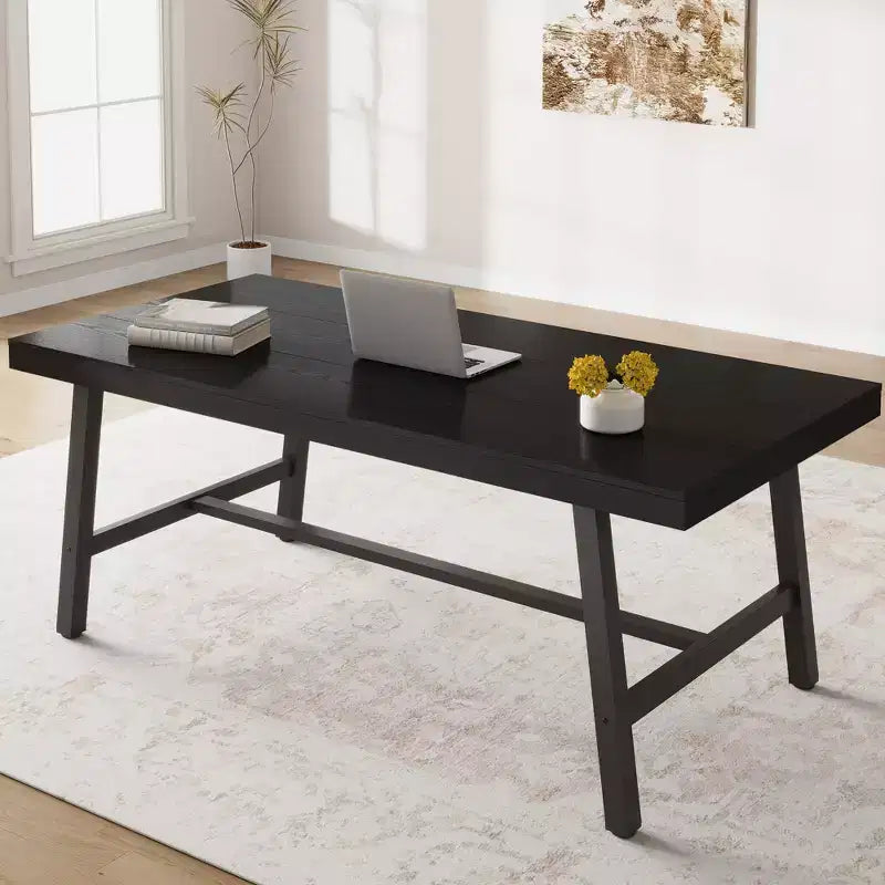 71 In Dining Table for 6-10,Modern Farmhouse Rectangular Kitchen Table,with Adjustable Feet & Sturdy Metal Framefor,Dining Room,Living Room,No Chair