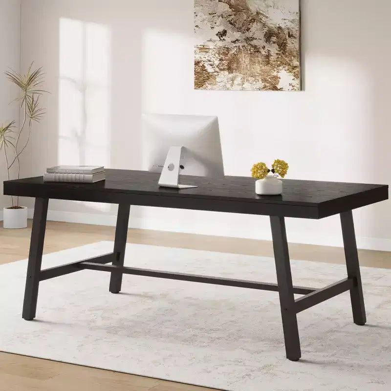71 In Dining Table for 6-10,Modern Farmhouse Rectangular Kitchen Table,with Adjustable Feet & Sturdy Metal Framefor,Dining Room,Living Room,No Chair
