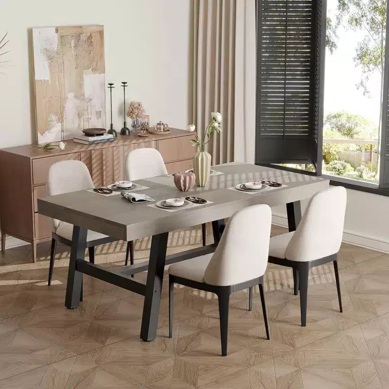 71 In Dining Table for 6-10,Modern Farmhouse Rectangular Kitchen Table,with Adjustable Feet & Sturdy Metal Framefor,Dining Room,Living Room,No Chair