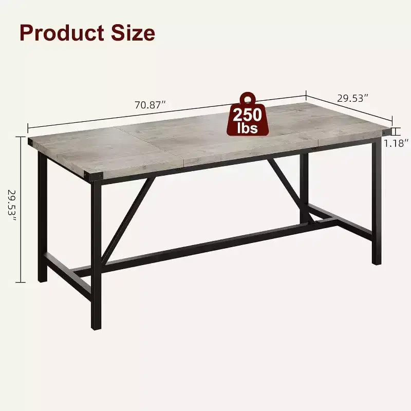 70.8in Large Rectangle Kitchen Table, Farmhouse Wooden Dining Table for 8 People, Modern Dinner Table for Home, Office, Dining Room, Living Room