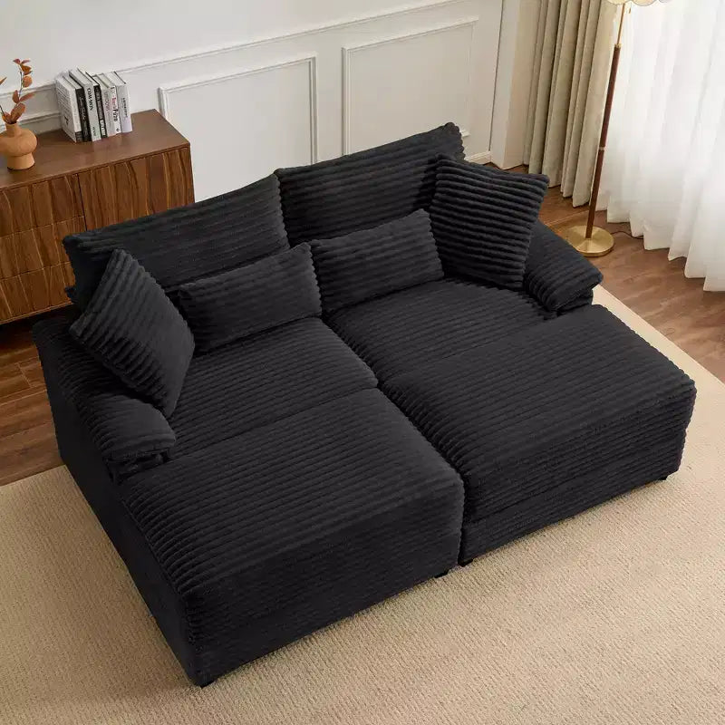 Whisen Double Chaise Lounge Set with Reversible Ottoman and Storage