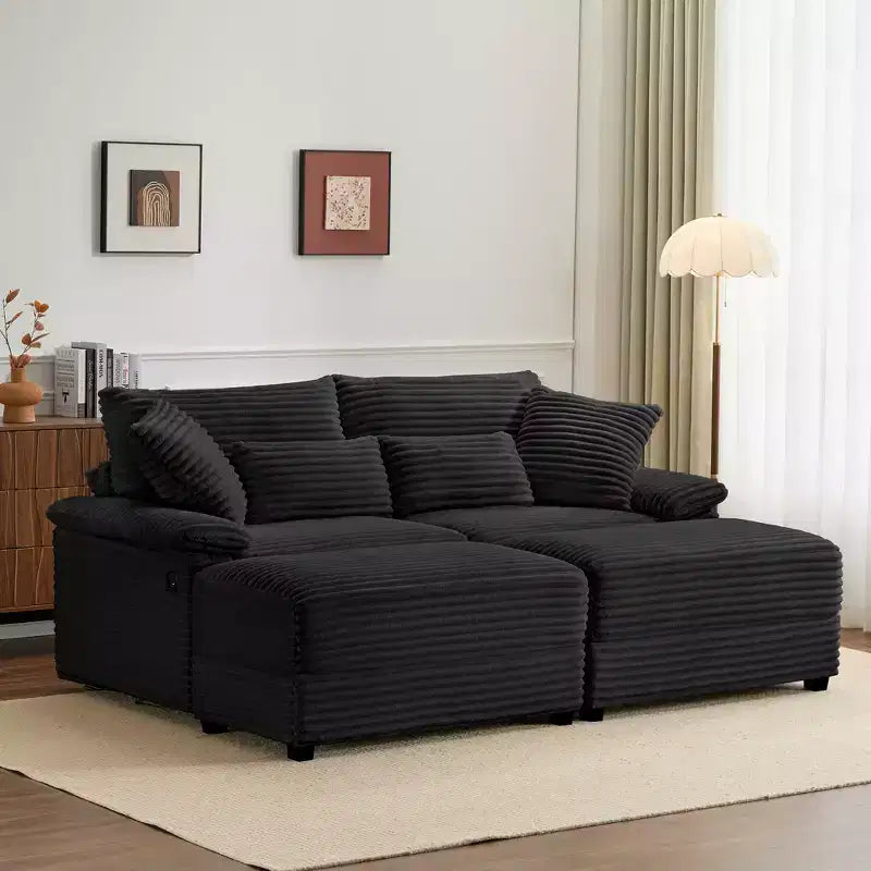 Whisen Double Chaise Lounge Set with Reversible Ottoman and Storage