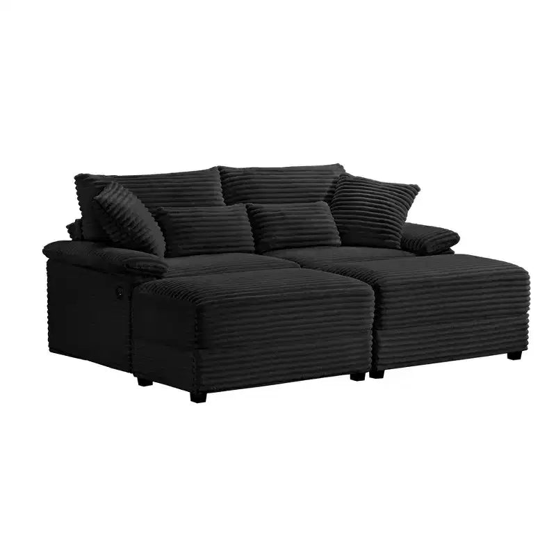Whisen Double Chaise Lounge Set with Reversible Ottoman and Storage