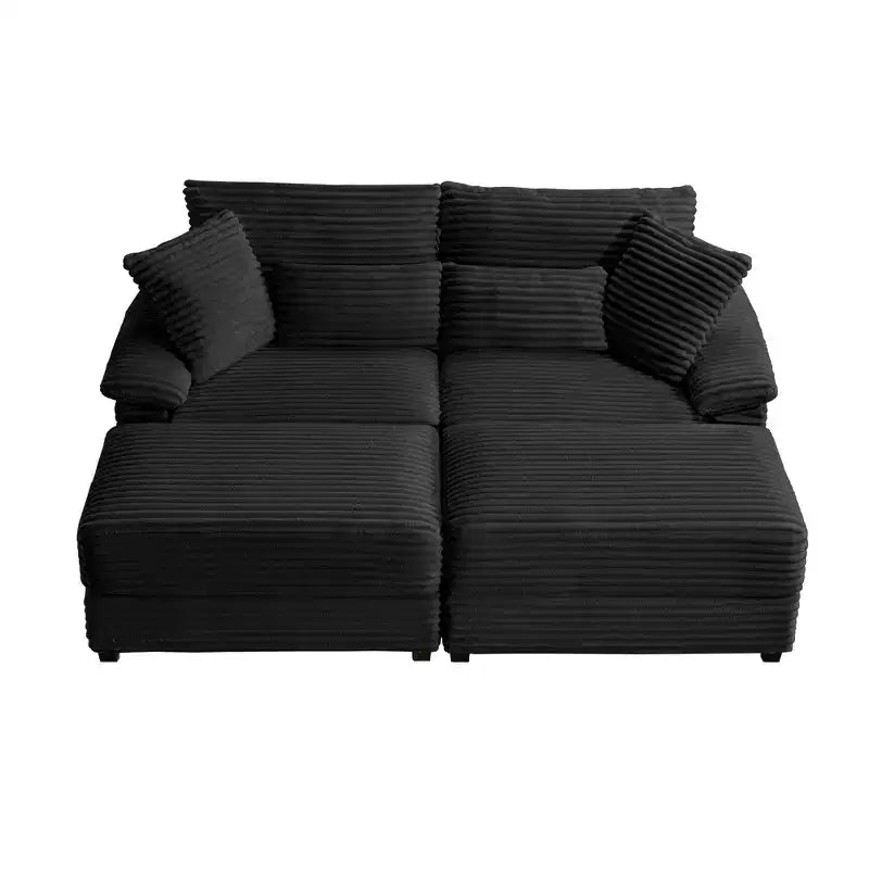 Whisen Double Chaise Lounge Set with Reversible Ottoman and Storage
