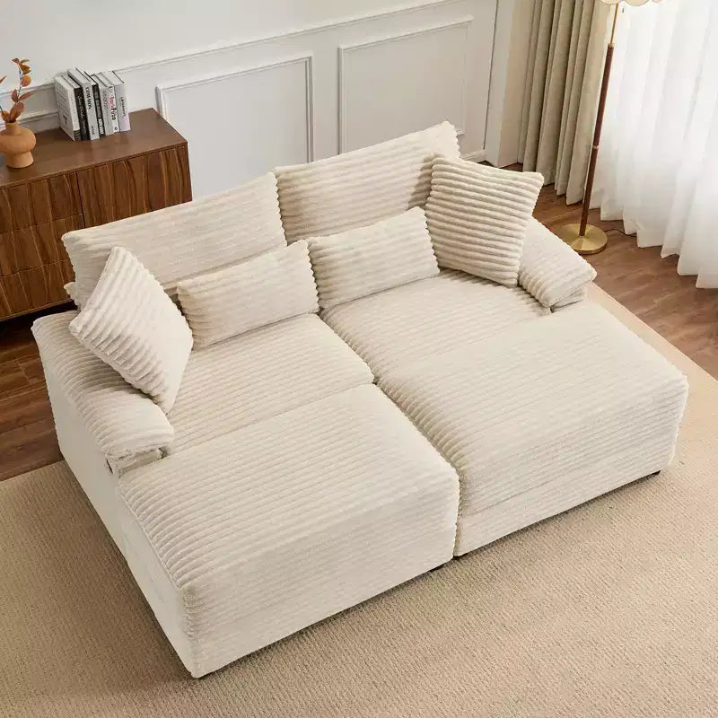 Whisen Double Chaise Lounge Set with Reversible Ottoman and Storage