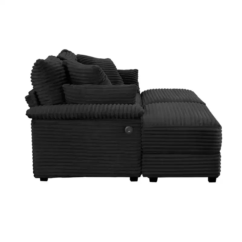 Whisen Double Chaise Lounge Set with Reversible Ottoman and Storage