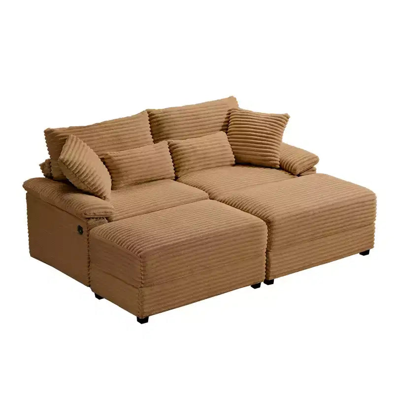 Whisen Double Chaise Lounge Set with Reversible Ottoman and Storage