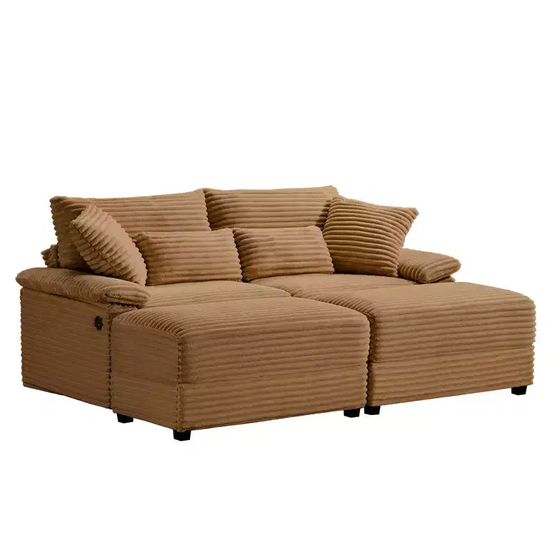 Whisen Double Chaise Lounge Set with Reversible Ottoman and Storage