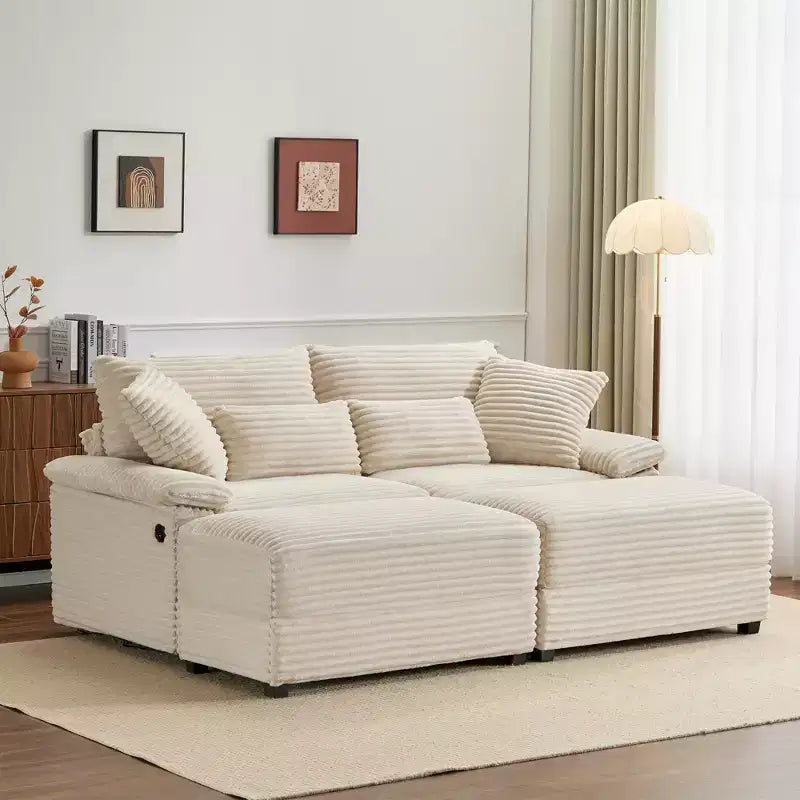 Whisen Double Chaise Lounge Set with Reversible Ottoman and Storage