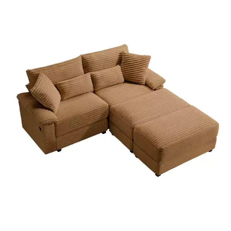 Whisen Double Chaise Lounge Set with Reversible Ottoman and Storage