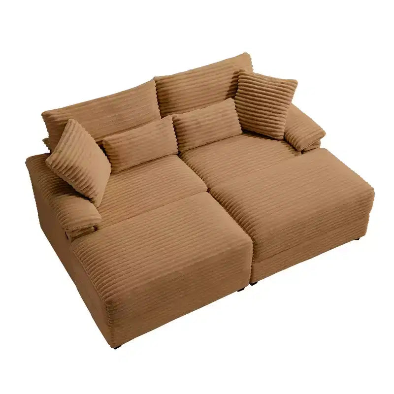 Whisen Double Chaise Lounge Set with Reversible Ottoman and Storage