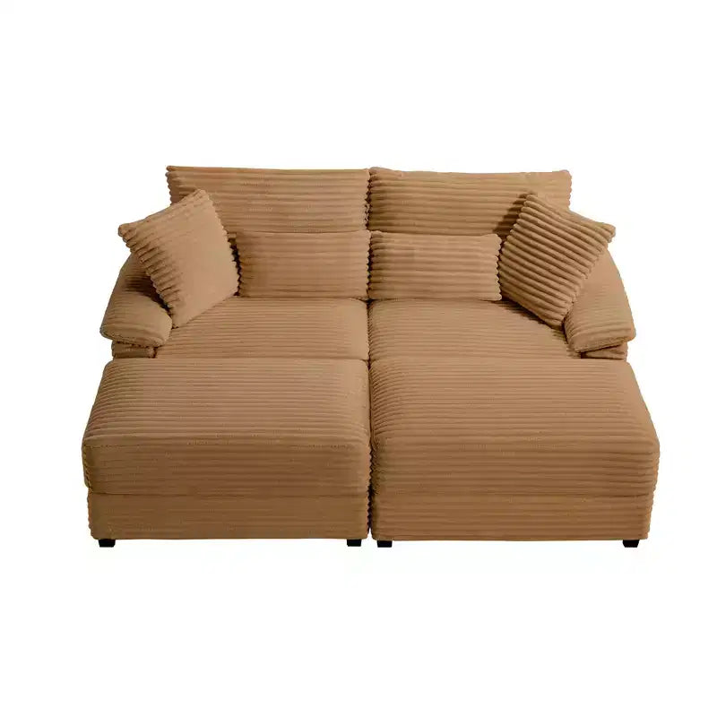 Whisen Double Chaise Lounge Set with Reversible Ottoman and Storage