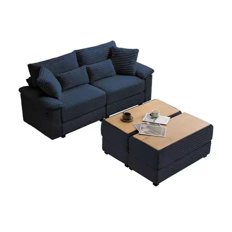 Whisen Double Chaise Lounge Set with Reversible Ottoman and Storage