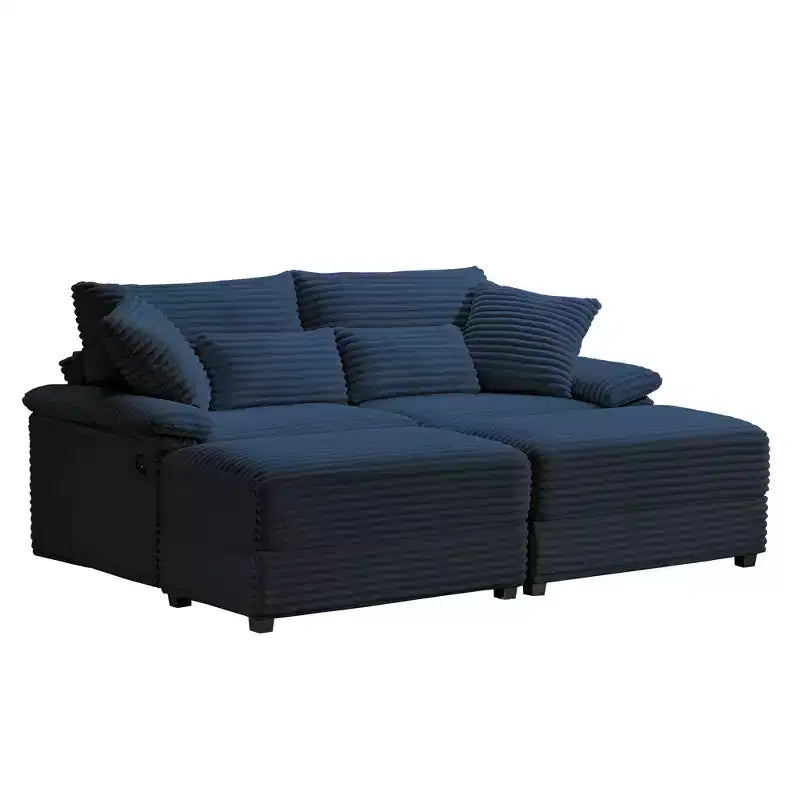 Whisen Double Chaise Lounge Set with Reversible Ottoman and Storage