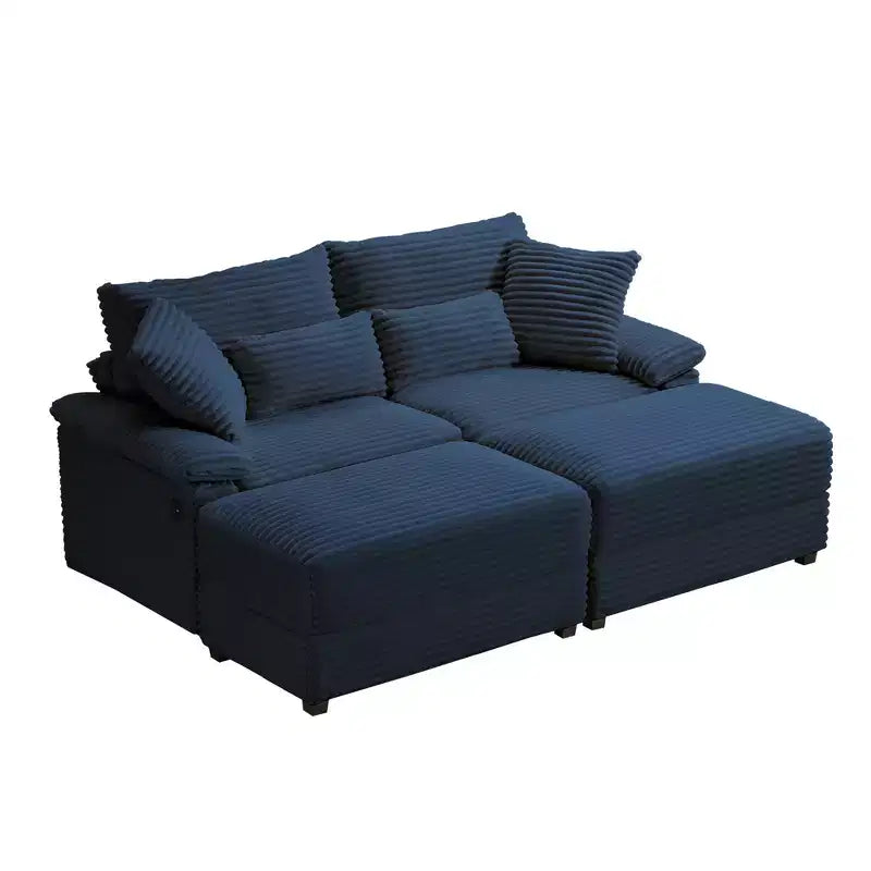 Whisen Double Chaise Lounge Set with Reversible Ottoman and Storage
