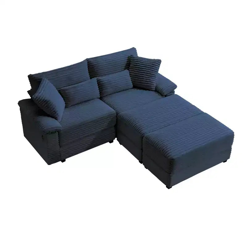 Whisen Double Chaise Lounge Set with Reversible Ottoman and Storage