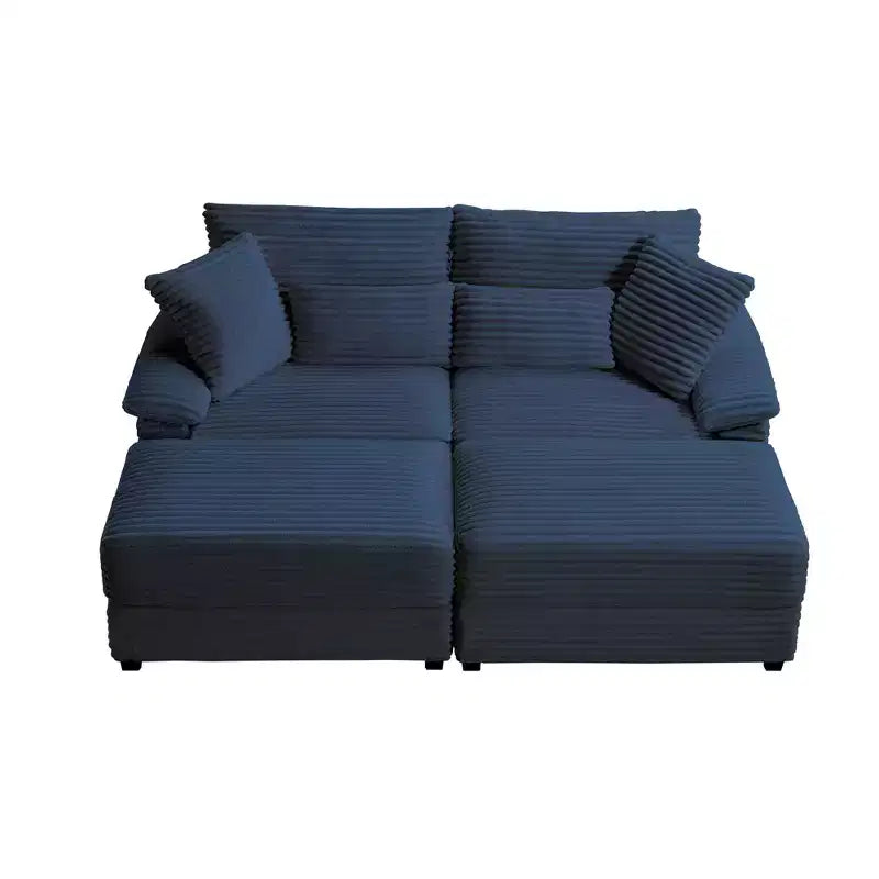 Whisen Double Chaise Lounge Set with Reversible Ottoman and Storage