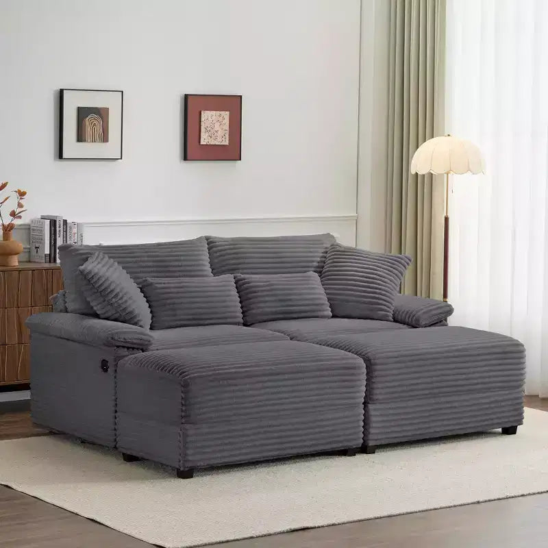 Whisen Double Chaise Lounge Set with Reversible Ottoman and Storage
