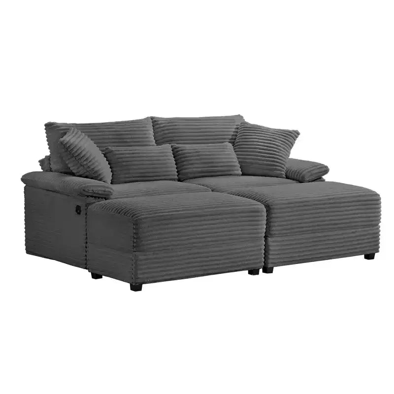 Whisen Double Chaise Lounge Set with Reversible Ottoman and Storage