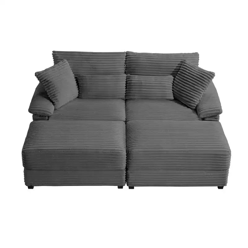 Whisen Double Chaise Lounge Set with Reversible Ottoman and Storage
