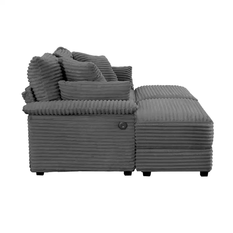 Whisen Double Chaise Lounge Set with Reversible Ottoman and Storage