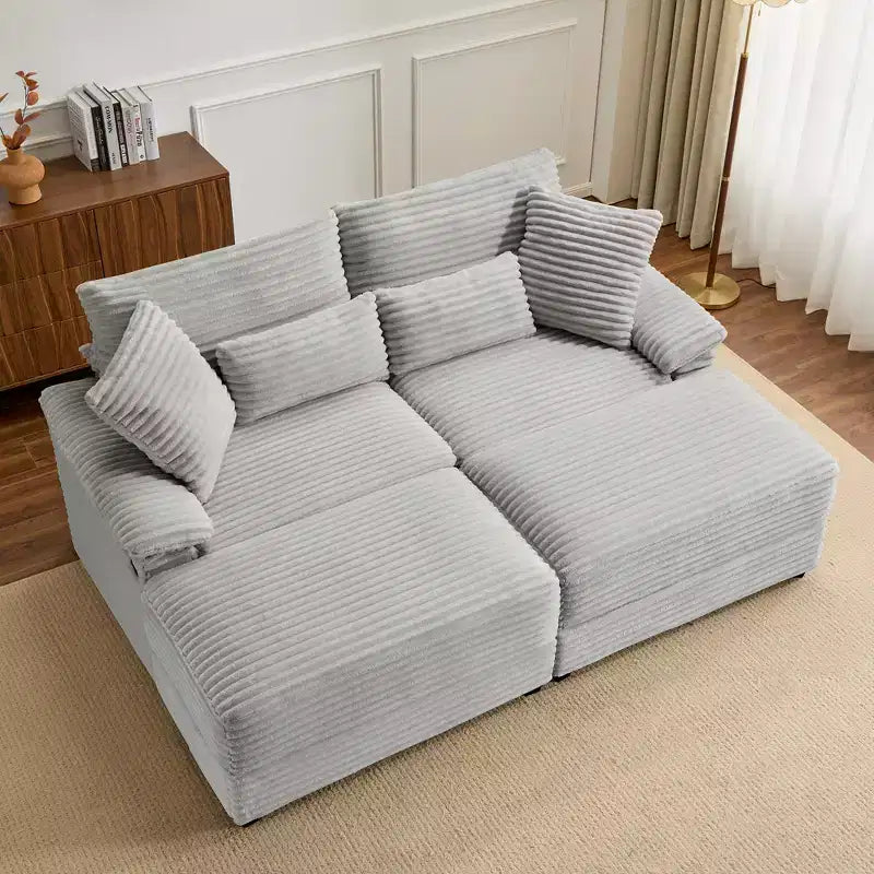 Whisen Double Chaise Lounge Set with Reversible Ottoman and Storage