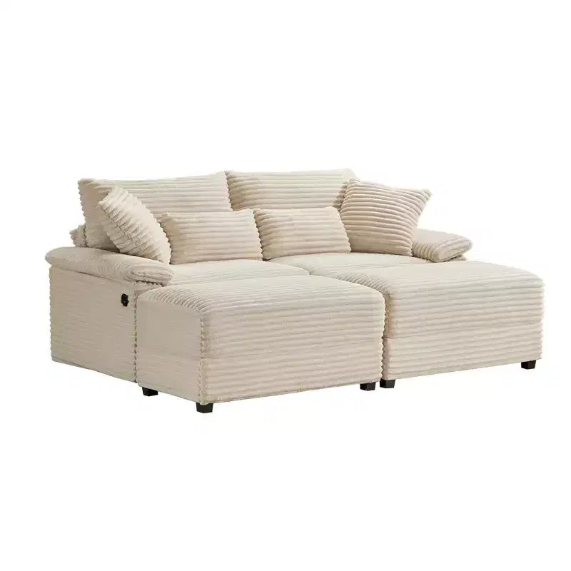 Whisen Double Chaise Lounge Set with Reversible Ottoman and Storage