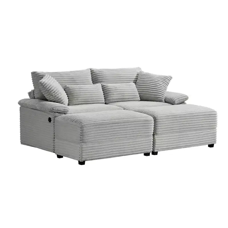 Whisen Double Chaise Lounge Set with Reversible Ottoman and Storage