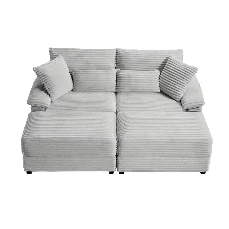 Whisen Double Chaise Lounge Set with Reversible Ottoman and Storage