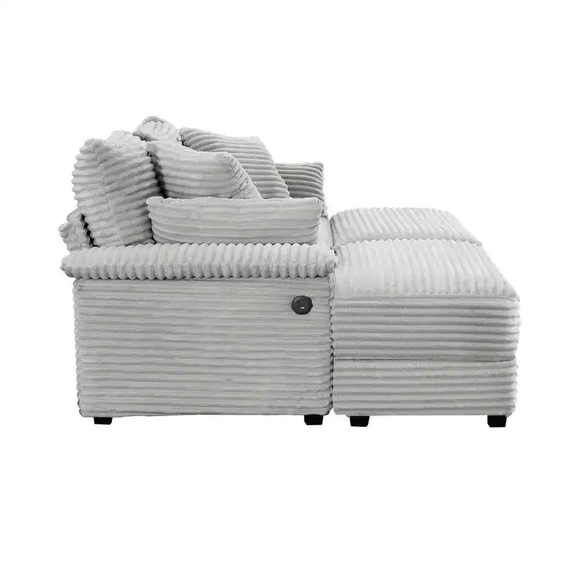 Whisen Double Chaise Lounge Set with Reversible Ottoman and Storage