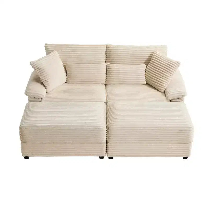 Whisen Double Chaise Lounge Set with Reversible Ottoman and Storage