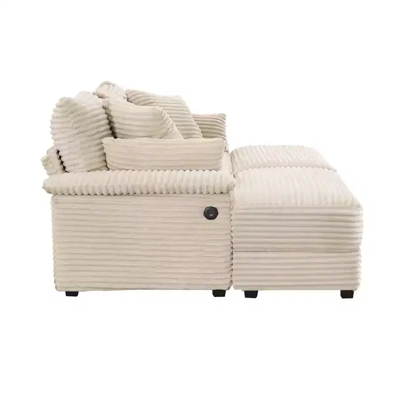 Whisen Double Chaise Lounge Set with Reversible Ottoman and Storage