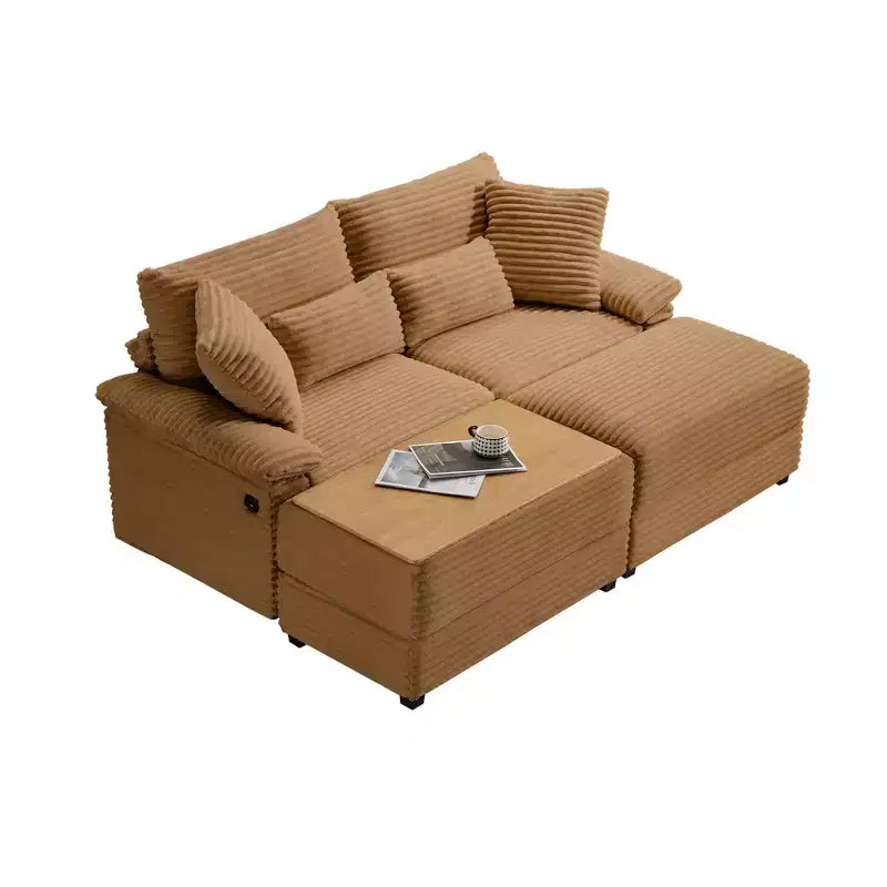 Whisen Double Chaise Lounge Set with Reversible Ottoman and Storage