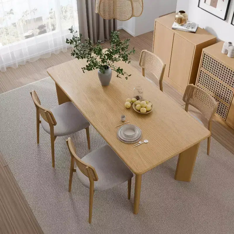MAYEERTY 67 Wood Rectangle Dining Table for 4-6, Farmhouse Modern Kitchen & Dining Room Table