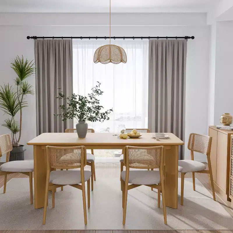 MAYEERTY 67 Wood Rectangle Dining Table for 4-6, Farmhouse Modern Kitchen & Dining Room Table