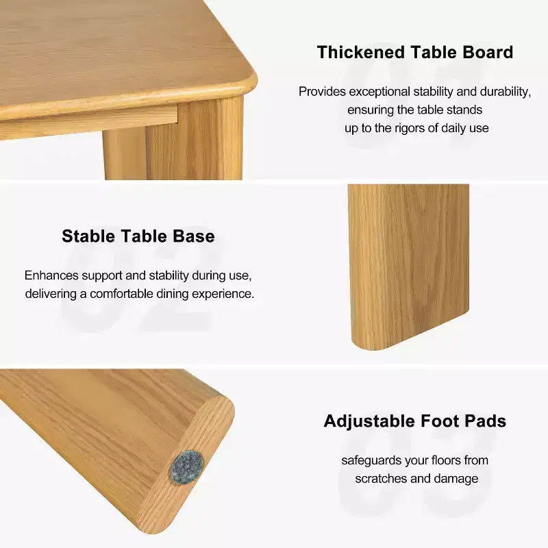 MAYEERTY 67 Wood Rectangle Dining Table for 4-6, Farmhouse Modern Kitchen & Dining Room Table