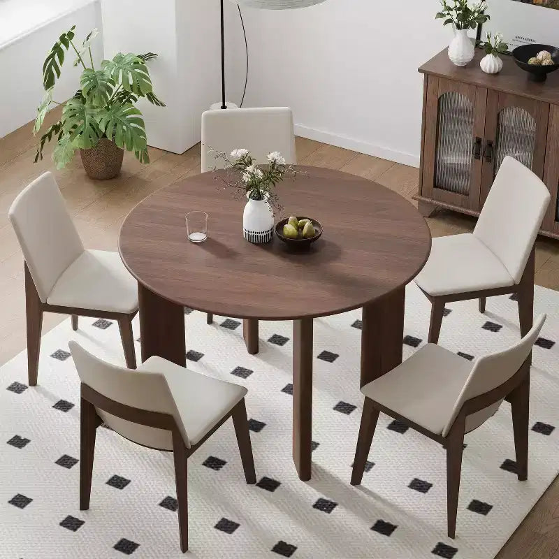 MAYEERTY 45 Wood Round Dining Table for 4, Farmhouse Modern Kitchen & Dining Room Table