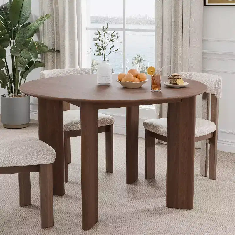 MAYEERTY 45 Wood Round Dining Table for 4, Farmhouse Modern Kitchen & Dining Room Table