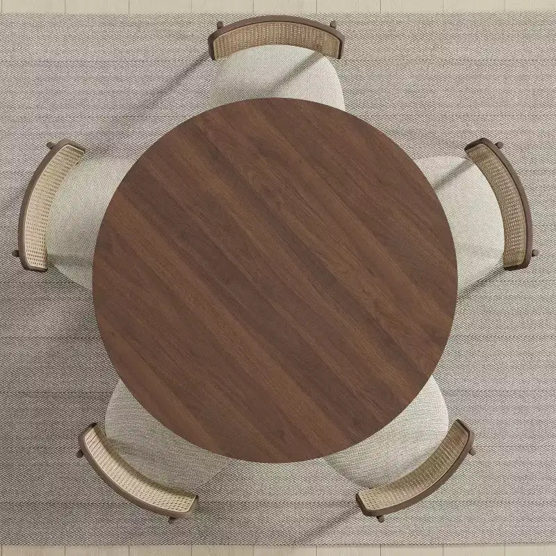 MAYEERTY 45 Wood Round Dining Table for 4, Farmhouse Modern Kitchen & Dining Room Table