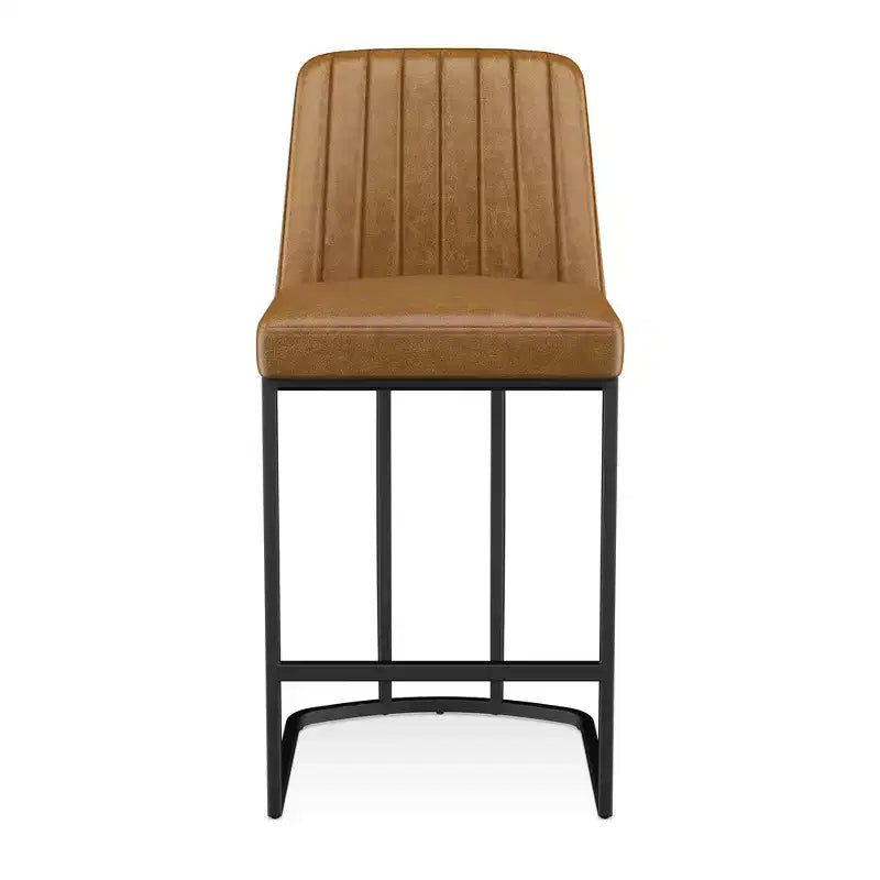 Dyonery 25.6 Counter Height Bar Stools with Padded Back, Faux Leather Upholstery