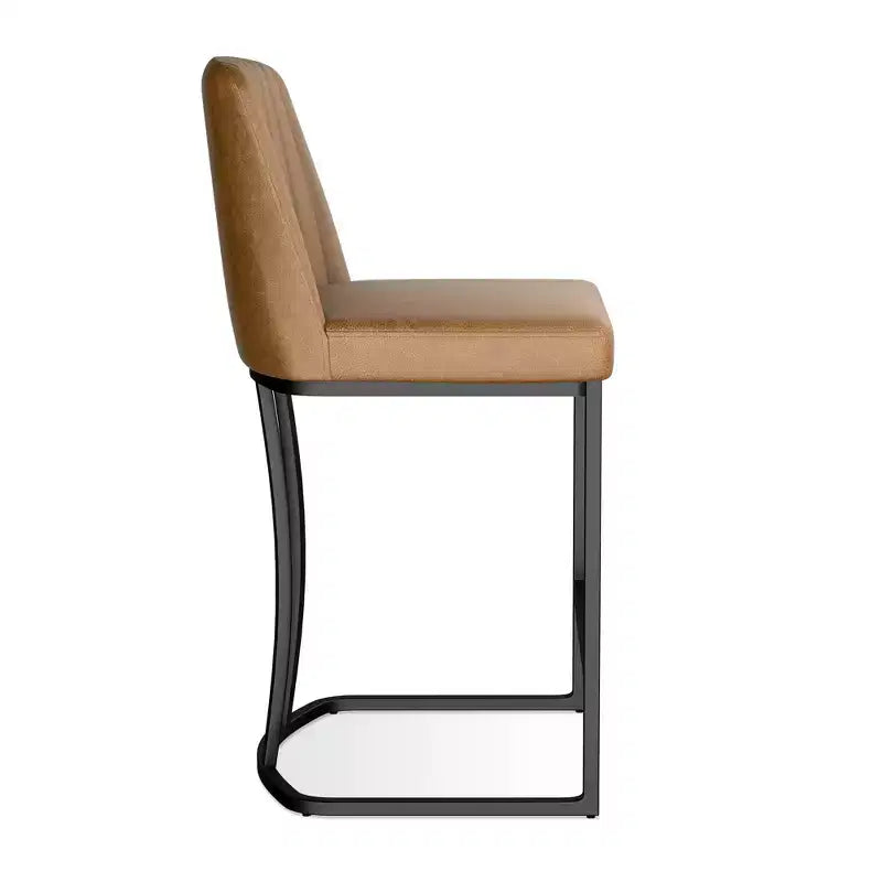Dyonery 25.6 Counter Height Bar Stools with Padded Back, Faux Leather Upholstery